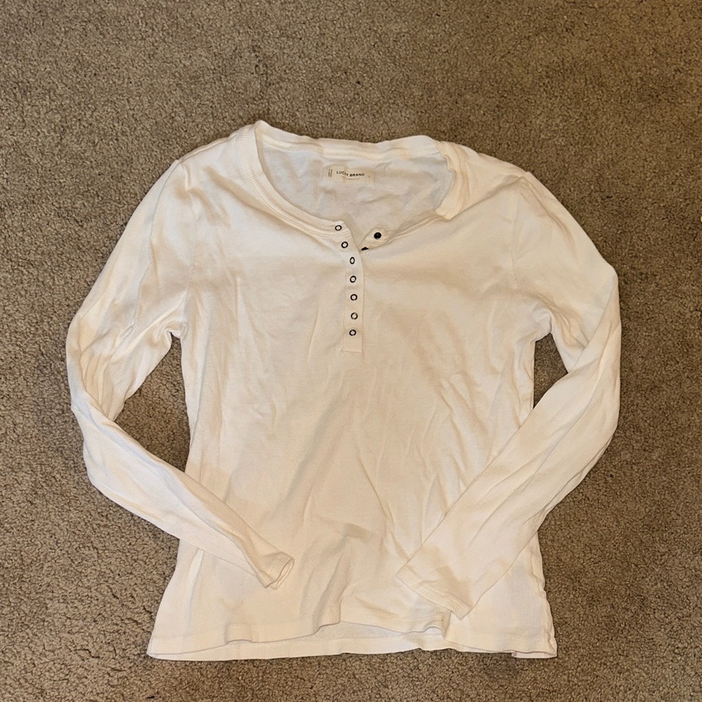 Lucky brand ivory ribbed sexy Long Sleeve Top